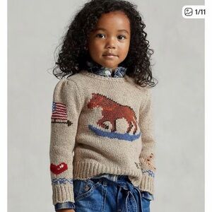 Polo Ralph Lauren Little Girls Rocking Horse Wool Blend Sweater